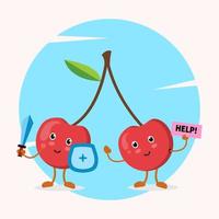 Illustration Vektor Set Cartoon süßes Paar Apfel vor Virenvektorbildern schützen