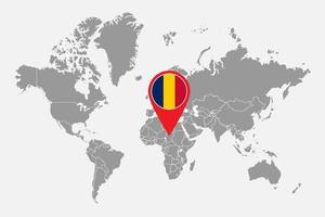 Pin-Karte mit Tschad-Flagge auf der Weltkarte. Vektor-Illustration. vektor