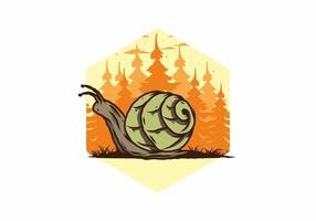 schnecke, die in der waldillustration kriecht vektor