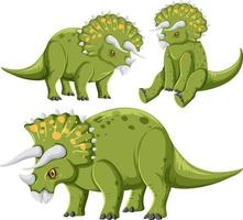 olika gröna triceratops dinosauriesamling vektor