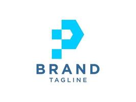 Anfangsbuchstabe p-Logo. blauer linearer Stil isoliert auf weißem Hintergrund. verwendbar für Geschäfts- und Markenlogos. flaches Vektor-Logo-Design-Vorlagenelement. vektor