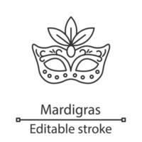 Mardi Gras lineares Symbol. dünne Liniendarstellung. fetter Dienstag. Karnevalsmaske. Maskenball. Kontursymbol. Vektor isoliert Umrisszeichnung. editierbarer Strich