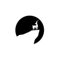 Hirschsilhouette, die auf einem Hügel steht. Elchsilhouette in der Dämmerung oder Dämmerung. malerische Aussicht auf die Tierwelt. vektor