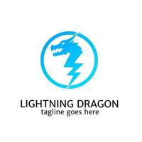 illustration vektorgrafik av mall logotyp lightning dragon blå färg vektor