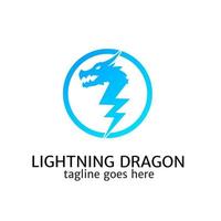 Illustrationsvektorgrafik der Vorlage Logo Lightning Dragon blaue Farbe vektor
