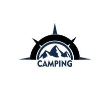 Logo für Camping-Bergabenteuer, Bergcamping-Geschenk, Camping- und Outdoor-Abenteuer-Embleme vektor