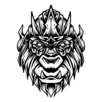 Gorilla Head Line Art Vector Illustration