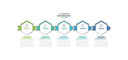 moderner Business-Infografik-Design-Vorlagenvektor mit Symbolen und 5 Optionen oder Schritten. kann für Prozessdiagramme, Präsentationen, Workflow-Layouts, Banner, Flussdiagramme und Infografiken verwendet werden. Folge10 vektor