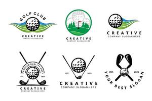 Vektor Icon Logo Golfball, Stock und Golf. Spiele im Freien, Retro-Konzeptillustration