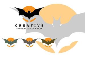 bat-logotypdesign, halloween-illustration, företagsmärke, nattdjursikon vektor