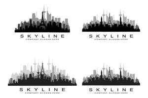 city skyline, skyskrapa för urban fastighetsbyggnad logotyp design vektor