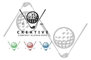 Vektor Icon Logo Golfball, Stock und Golf. Spiele im Freien, Retro-Konzeptillustration