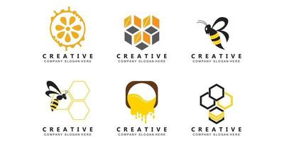 einfaches gelbes Honigbienen-freies Symbol-Vektor-Logo vektor