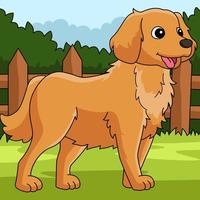 golden retriever-hund farbige karikaturillustration vektor