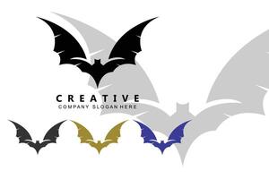 bat-logotypdesign, halloween-illustration, företagsmärke, nattdjursikon vektor