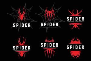 spindel- och spindelnätslogotyp vektorikoner, djur som gör bon, för halloween, kostymer vektor