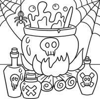 Hexenkessel Halloween Malvorlagen für Kinder vektor