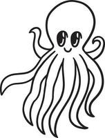 Oktopus isolierte Malseite für Kinder vektor