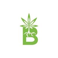 bokstaven b rot cannabis logotyp ikon vektor