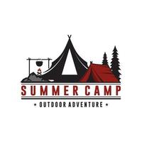 vintage sommercamp-logo-vorlage vektor