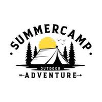 vintage sommercamp-logo-vorlage vektor