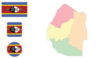 Karte und Flagge von Eswatini, Swasiland vektor