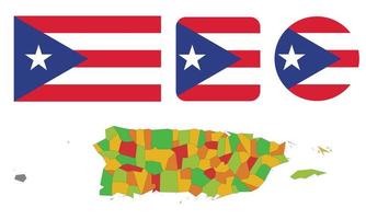 karta och flagga i puerto rico vektor