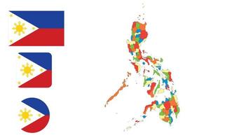 karta och flagga för Filippinerna vektor