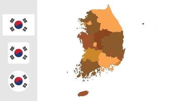 Sydkoreas karta och flagga vektor