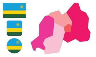Karte und Flagge von Ruanda vektor