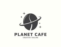 Kaffeebohnen-Planet-Café-Logo-Design vektor