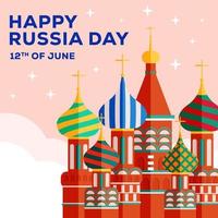 platt Rysslands dag illustration med Ryssland landmärke vektor