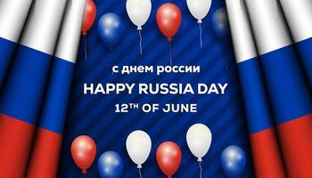 Rysslands dag med realistisk ryska flaggan och ballongfärgen på ryska flaggan vektor
