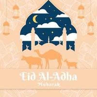 eid al adha mubarak illustration im flachen design vektor