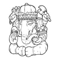 vintage grafisk stil lord ganesha med vackra blommiga element. högkvalitativ vektorillustration, tatueringskonst, yoga, indian, spa, religion, boho design. idealisk för tryck, affischer, t-shirttextilier vektor