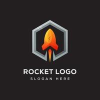 Hexagon-Raketen-Logo-Vektorvorlage vektor
