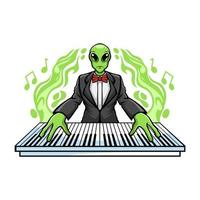alien, der klavierillustration spielt vektor