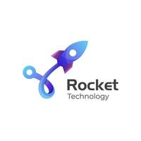 Technologie Rakete Logo Design Illustration Vektor Icon Symbol