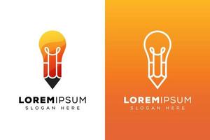 kreativ glödlampa logotyp samling stil, linjekonst glödlampa kreativ, penna med glödlampa logotyp koncept vektor