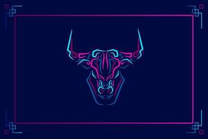 Stier, Kuh, Ochse, Logo, Neonlinie, farbenfrohes Design mit dunklem Hintergrund. abstrakte Vektorillustration. vektor