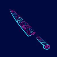 kniv neon linjekonst färgglad logotypdesign. abstrakt vektorillustration. vektor