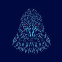 eagle hawk vektor silhuett linje popkonst potrait logotyp färgglad design med mörk bakgrund. abstrakt vektorillustration. isolerade svart bakgrund för t-shirt, affisch, kläder.