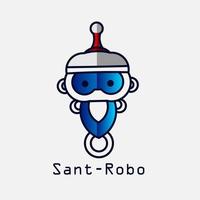 weihnachtsmann roboter logo linie pop art potrait farbenfrohes design mit dunklem hintergrund. abstrakte Vektorillustration. vektor