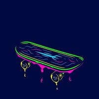 skateboard vektor silhuett linje popkonst potrait logo färgglada design med mörk bakgrund. abstrakt vektorillustration. isolerade svart bakgrund för t-shirt, affisch, kläder.