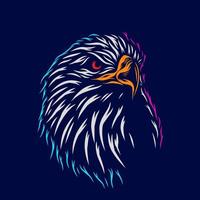 eagle hawk vektor silhuett linje popkonst potrait logotyp färgglad design med mörk bakgrund. abstrakt vektorillustration. isolerade svart bakgrund för t-shirt, affisch, kläder.