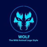 Wolf Augenlinie. Pop-Art-Logo. farbenfrohes Design mit dunklem Hintergrund. abstrakte Vektorillustration. isolierter schwarzer hintergrund für t-shirt, poster, kleidung, merch, bekleidung, abzeichendesign vektor