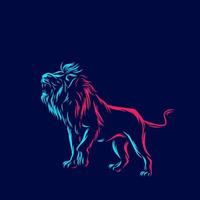 Lion Line Pop Art Potrait Logo farbenfrohes Design mit dunklem Hintergrund. abstrakte Vektorillustration. isolierter schwarzer hintergrund für t-shirt, poster, kleidung. vektor