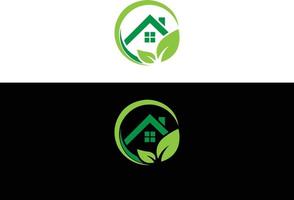 grünes Blatt Haus Logo und Icon-Design-Konzept Vektor-Vorlage. vektor