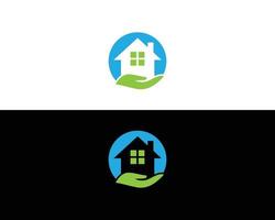 fastighets logotyp designmall, hus och byggnad logotyp design koncept vektor