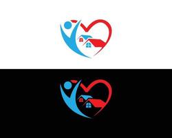 Liebesleben zu Hause Logo-Design, Vorlagendesign für die häusliche Pflege. vektor